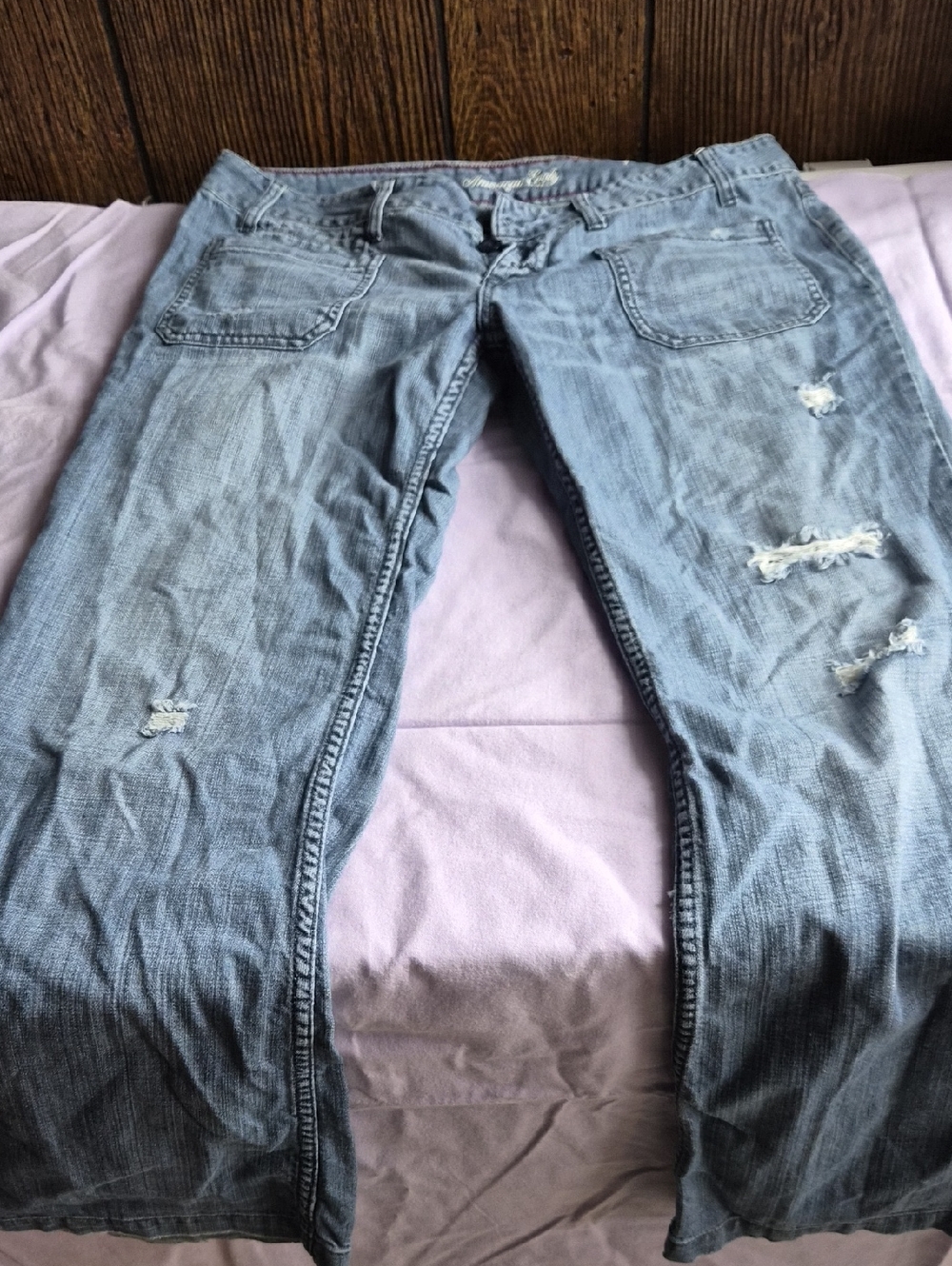 American Eagle Casual Light Blue Distressed